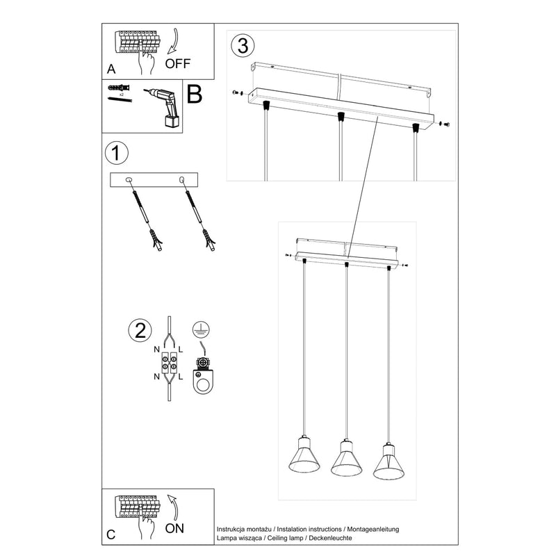 Hanglamp TALEJA 3 zwart [E27]