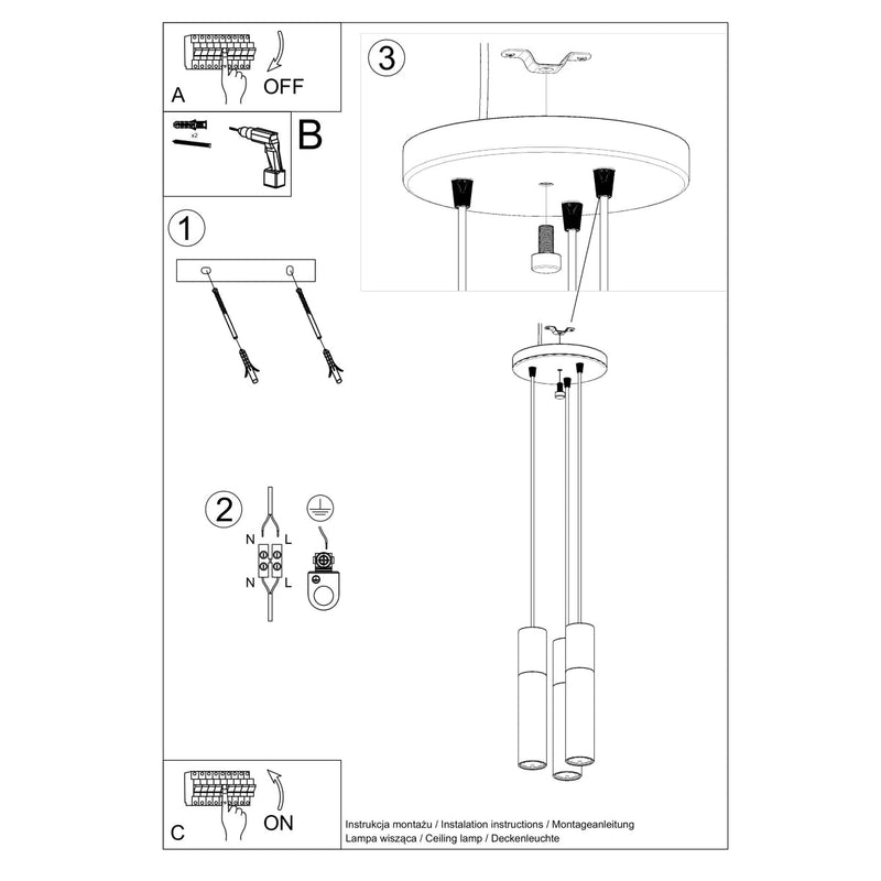 Hanglamp PABLO 3P zwart
