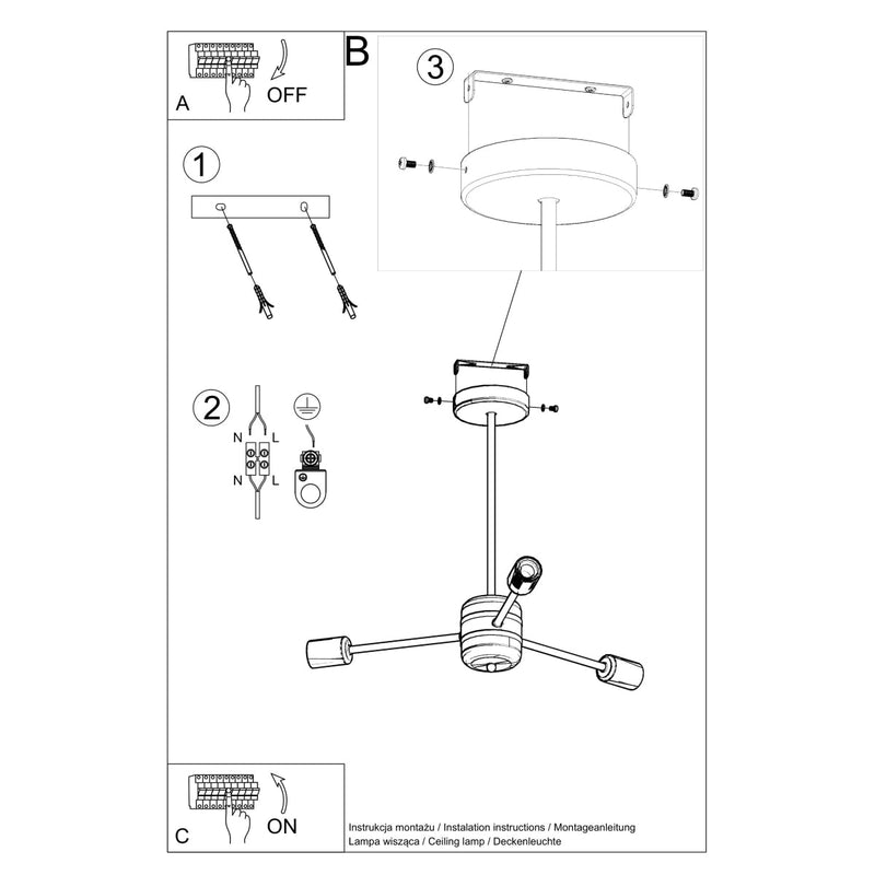 Industriële zwarte Kroonluchter LANGO 3