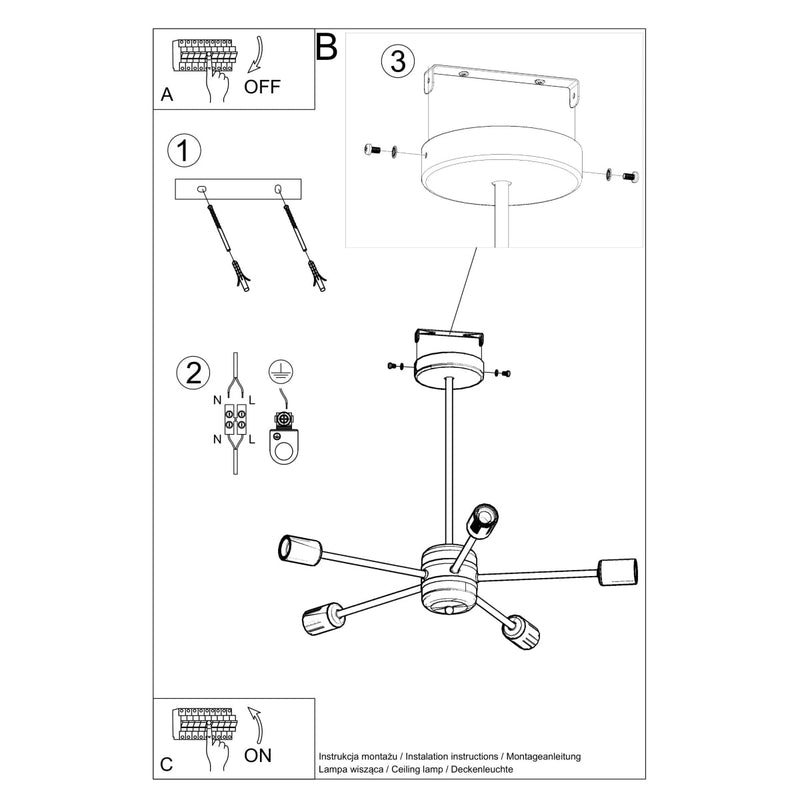 Industriële zwarte Kroonluchter LANGO 5