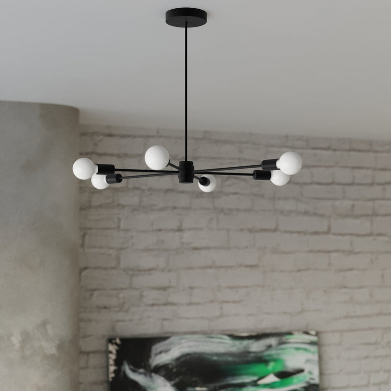 Industriële zwarte Kroonluchter LANGO 6