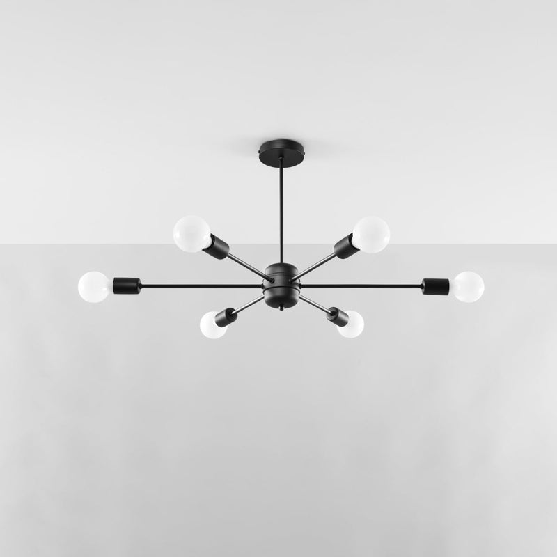 Industriële zwarte Kroonluchter LANGO 6