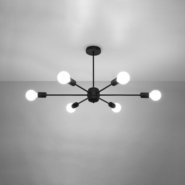 Industriële zwarte Kroonluchter LANGO 6