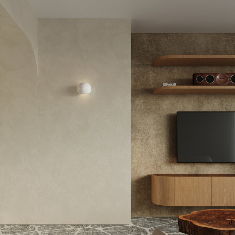 Gelakte wandlamp GLOBE wit glans