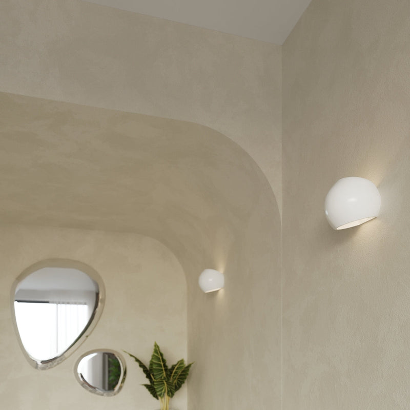 Gelakte wandlamp GLOBE wit glans