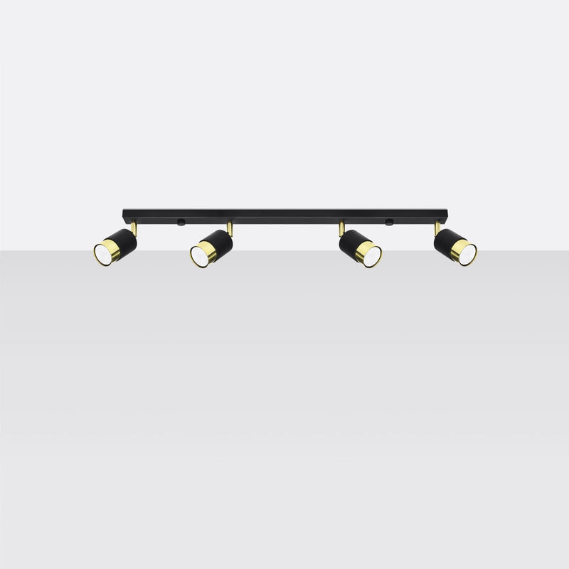 Plafondlamp NERO 4 zwart/goud