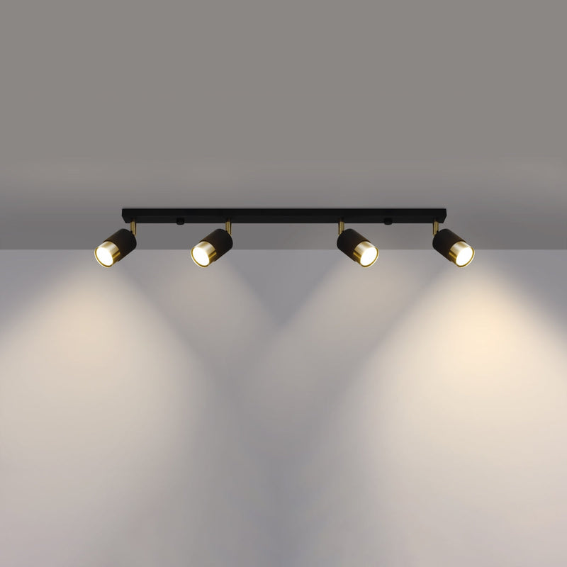Plafondlamp NERO 4 zwart/goud