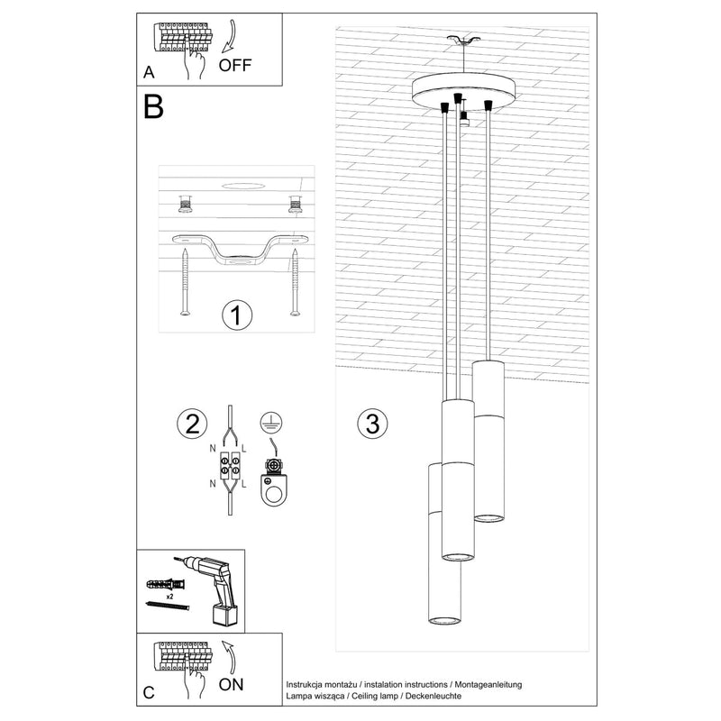 Hanglamp BORGIO 3P zwart