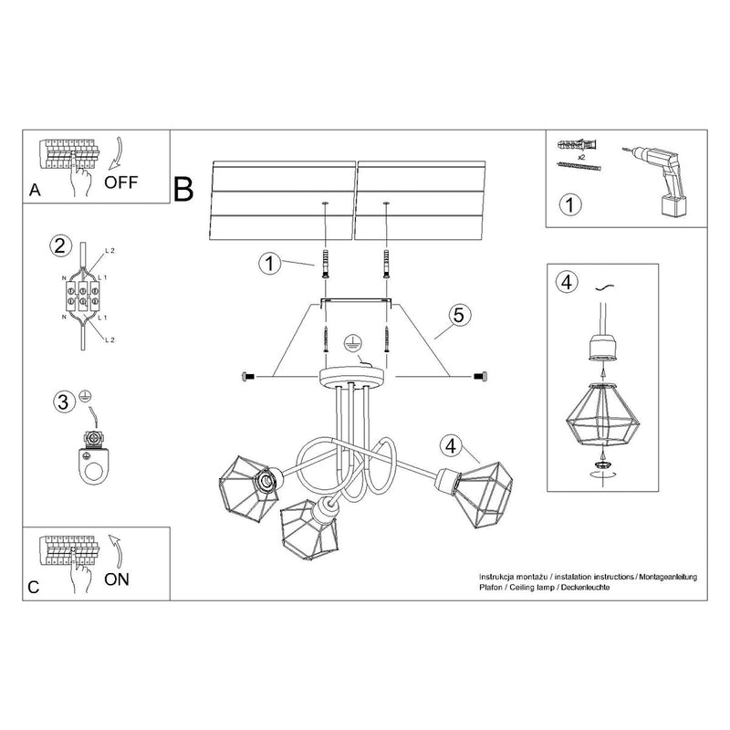 Moderne Zwarte Kroonluchter ARTEMIS 3S