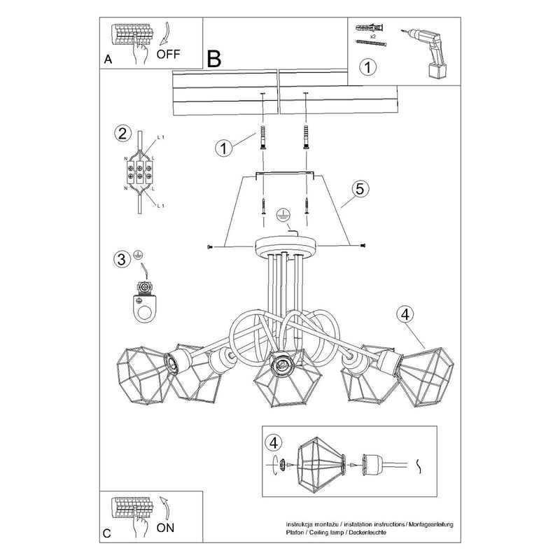 Moderne zwarte Kroonluchter ARTEMIS 5S