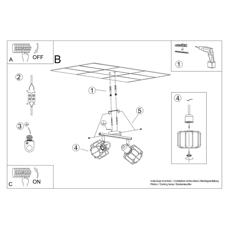 Plafondlamp BELUCI 2 zwart