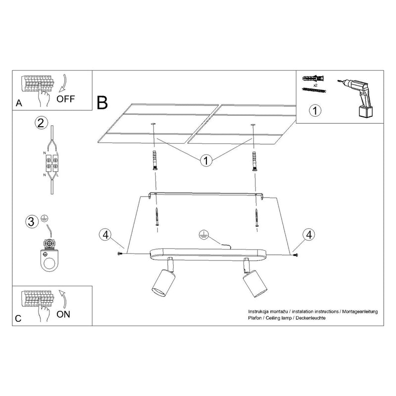 Plafondlamp FORNES 2 zwart