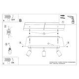 Plafondlamp FORNES 3 zwart