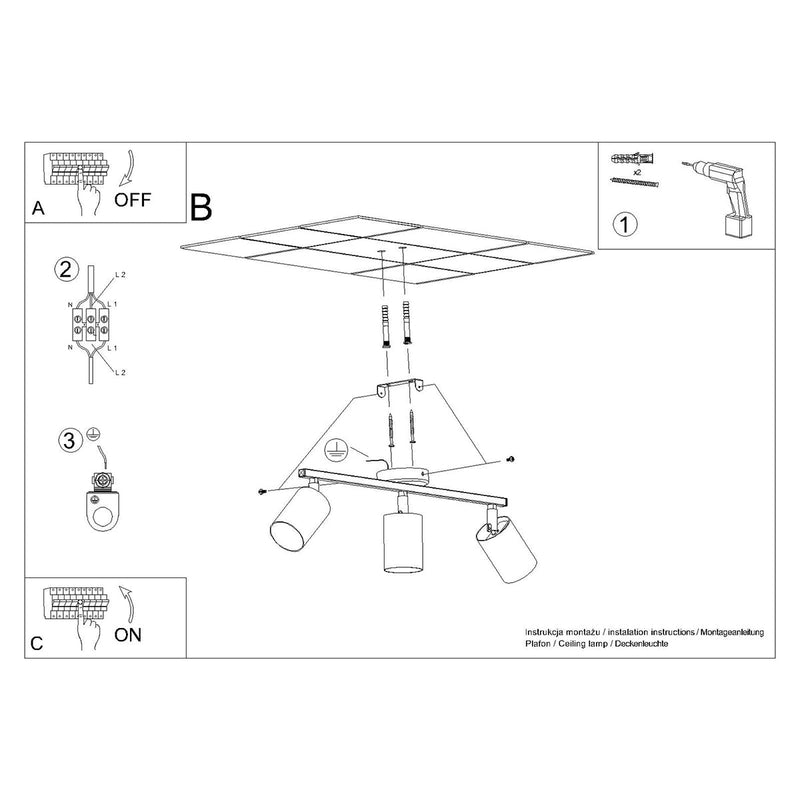 Plafondlamp LEMMI 3 zwart