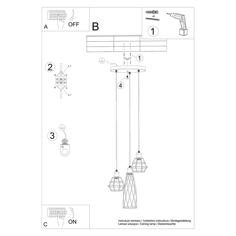 Hanglamp SUBA 3P zwart