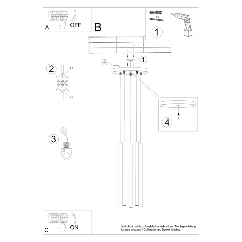 Hanglamp PASTELO 5P zwart