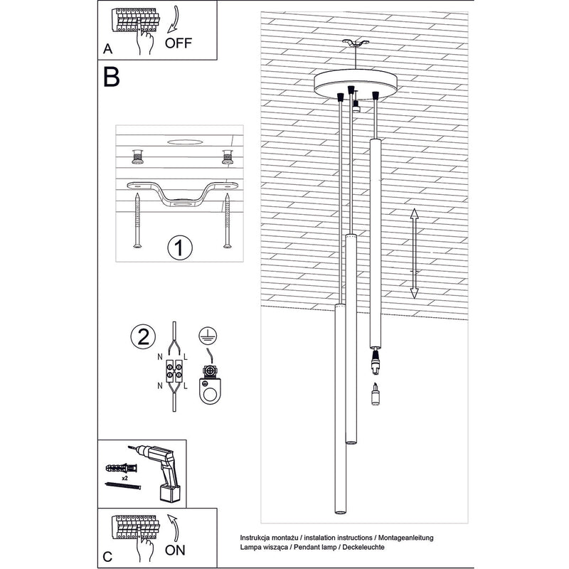 Hanglamp PASTELO 3P gepolijst goud