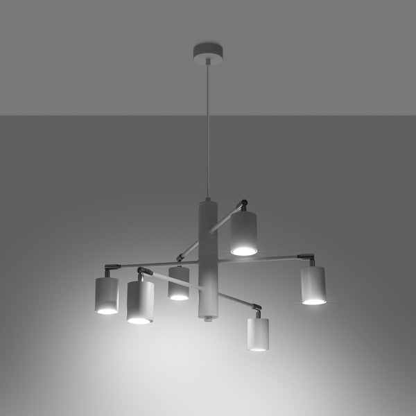 Minimalistische witte Kroonluchter LEMMI 6
