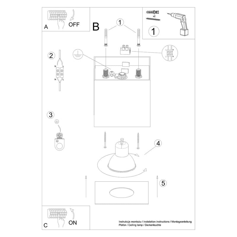 Industrieële Plafondlamp HATI grijs