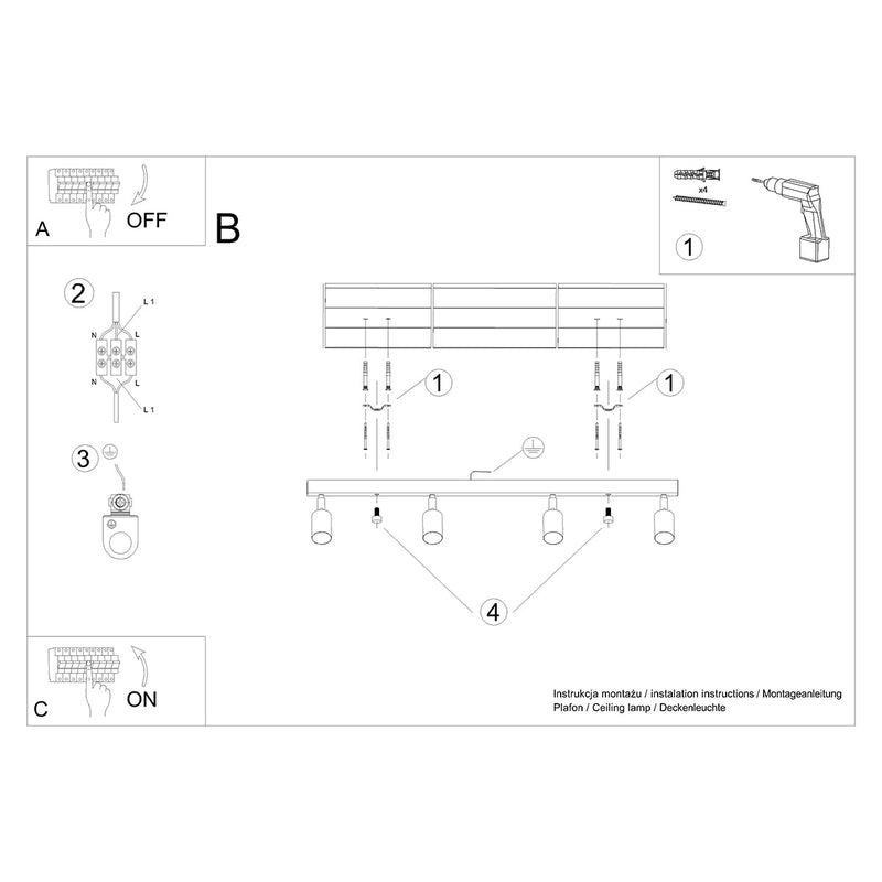 Plafondlamp VERDO 4 wit