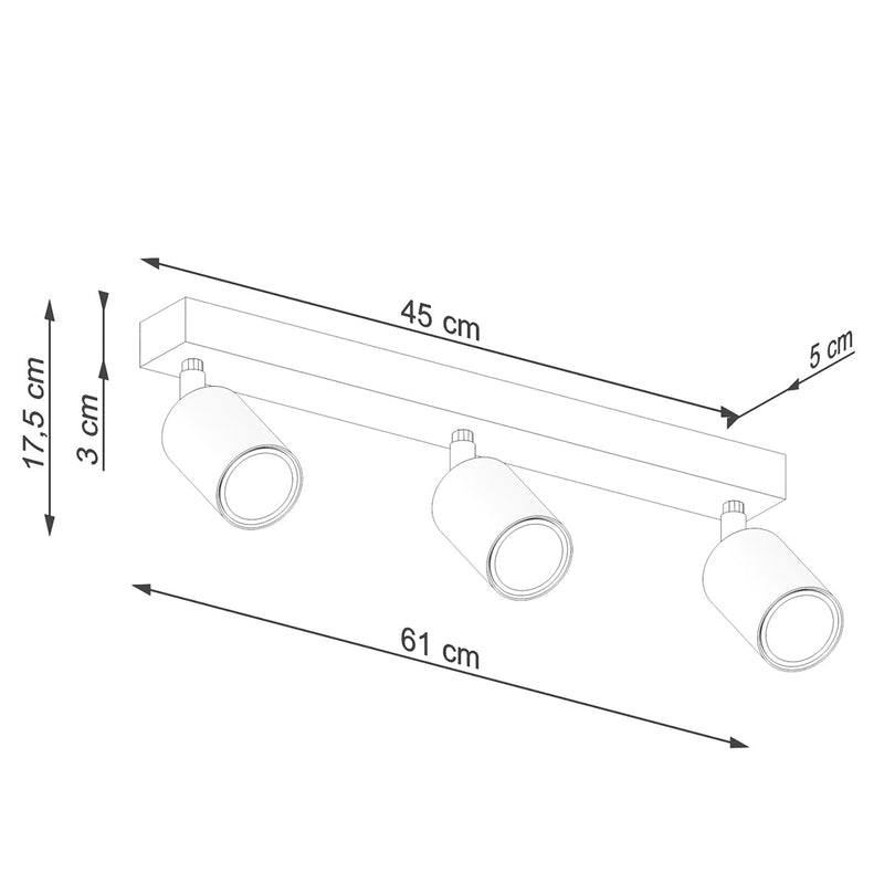 Plafondlamp VERDO 3L zwart