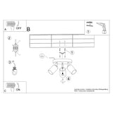 Plafondlamp WINX 3P zwart/chroom