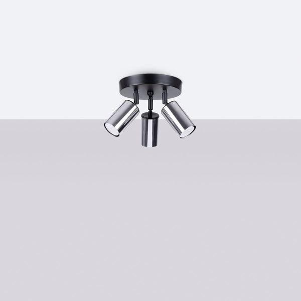 Plafondlamp WINX 3P zwart/chroom