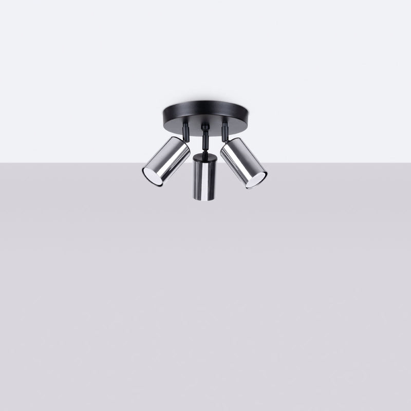 Plafondlamp WINX 3P zwart/chroom