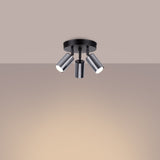 Plafondlamp WINX 3P zwart/chroom