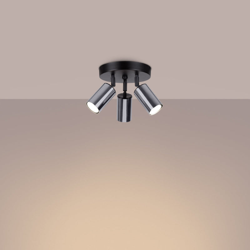 Plafondlamp WINX 3P zwart/chroom