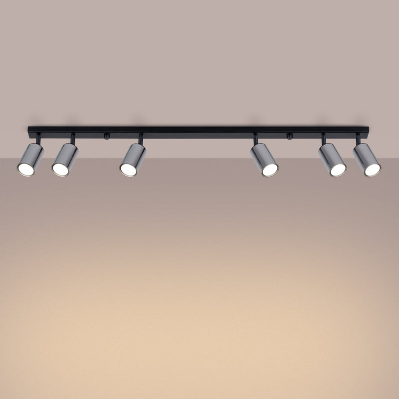 Plafondlamp WINX 6L zwart/chroom