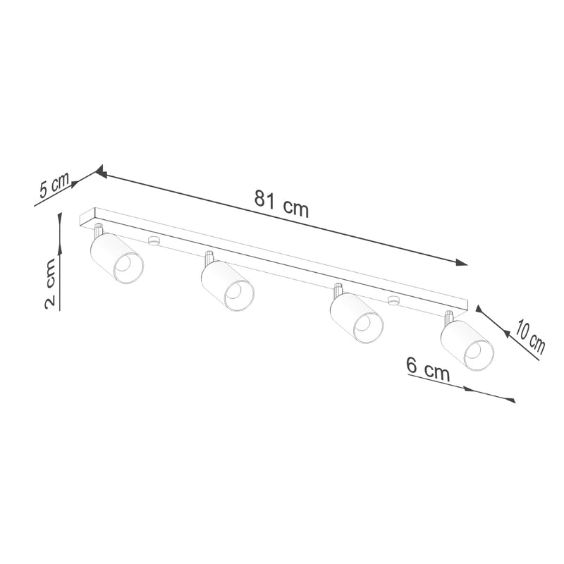 Plafondlamp WINX 4L zwart/cooper