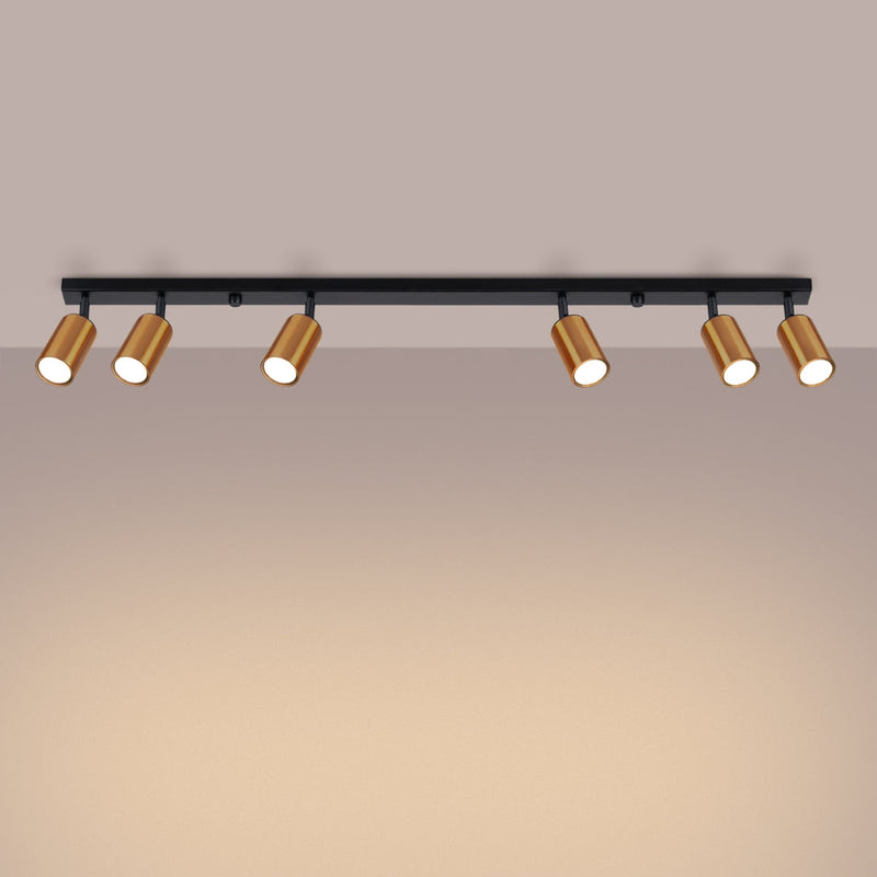 Plafondlamp WINX 6L zwart/cooper