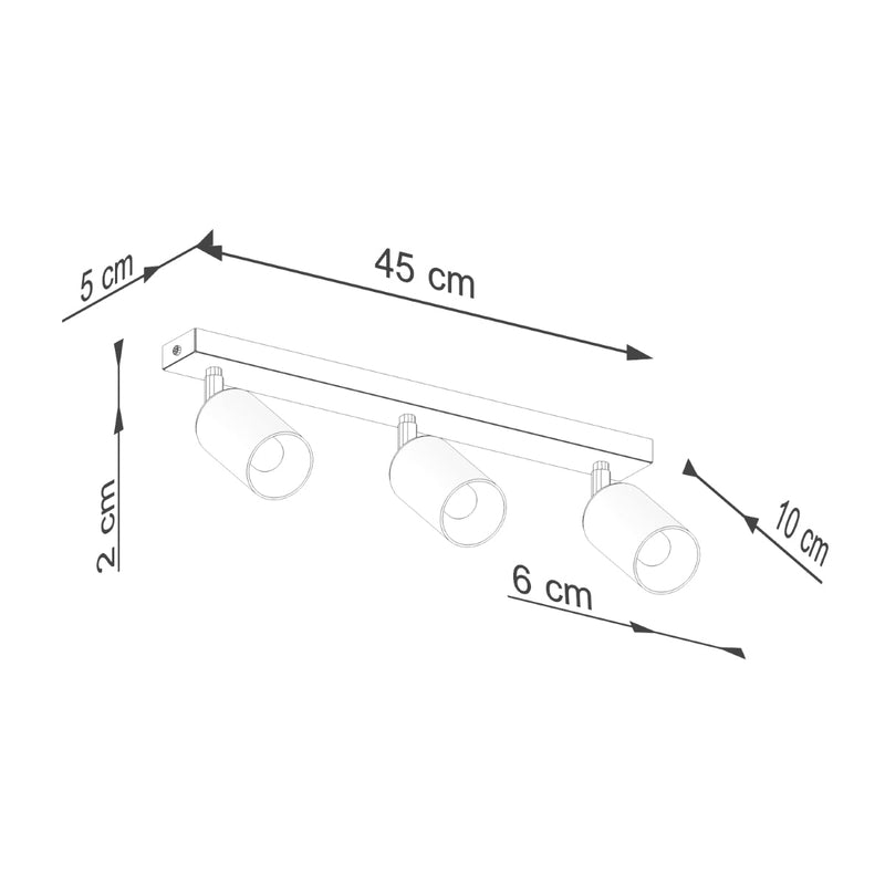 Plafondlamp WINX 3 zwart/cooper