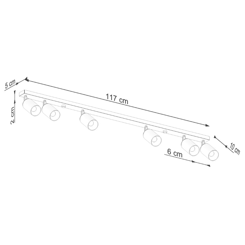 Plafondlamp WINX 6L zwart/goud