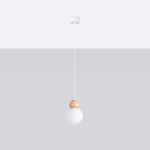 Hanglamp PEKKA 1 wit/natuurlijk hout