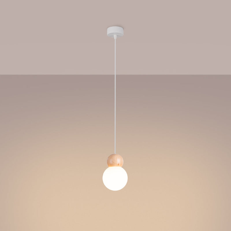 Hanglamp PEKKA 1 wit/natuurlijk hout