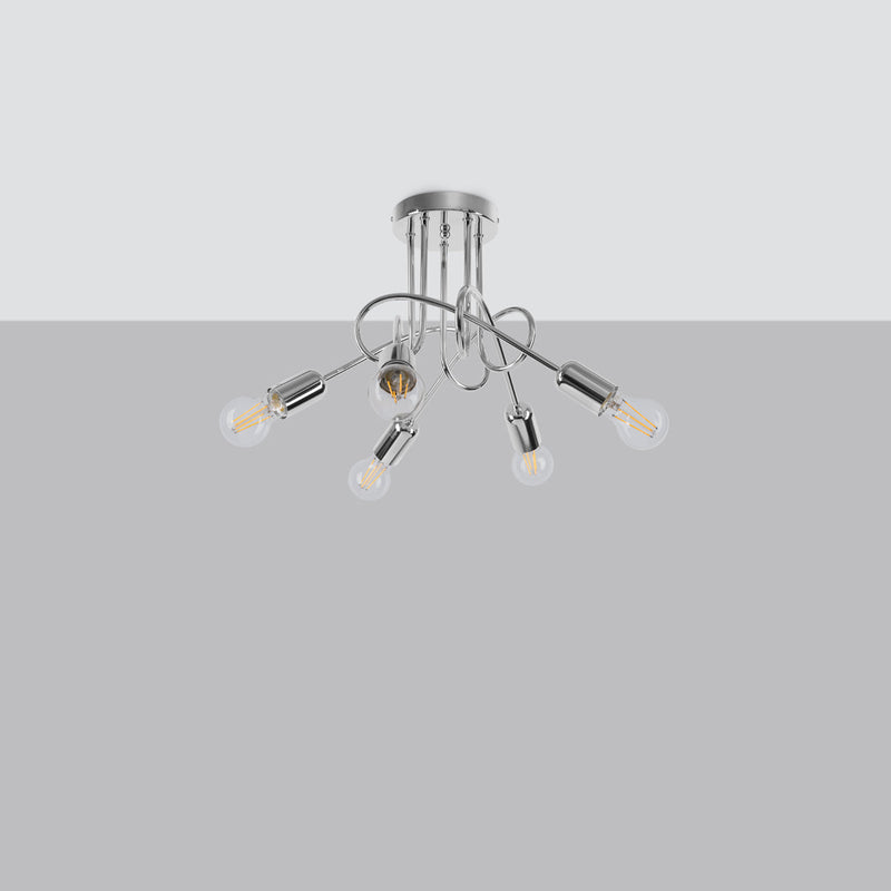Industriële chrome Kroonluchter LOOP 5
