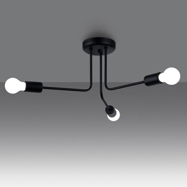 Minimalistische zwarte Kroonluchter NORAH 3
