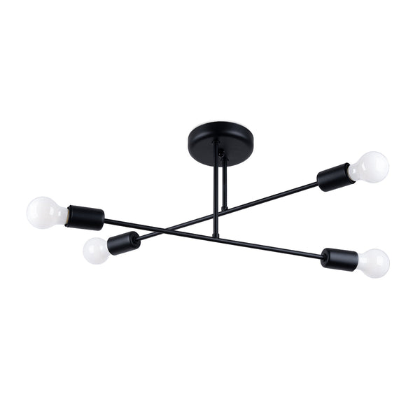 Minimalistische zwarte Kroonluchter NORAH 4