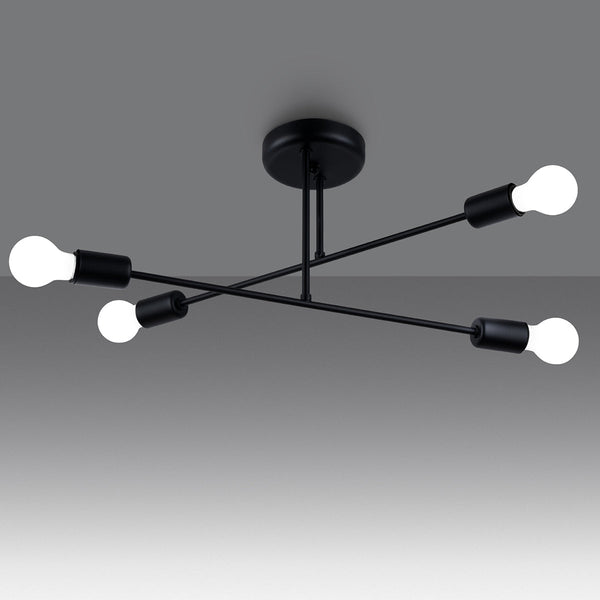 Minimalistische zwarte Kroonluchter NORAH 4
