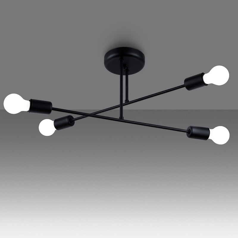 Minimalistische zwarte Kroonluchter NORAH 4