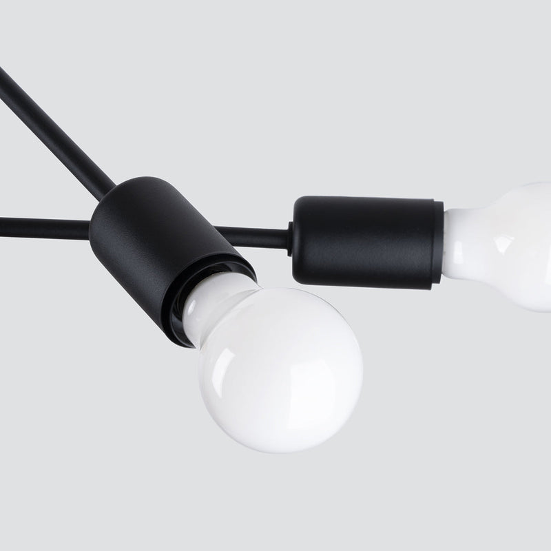 Minimalistische zwarte Kroonluchter NORAH 4