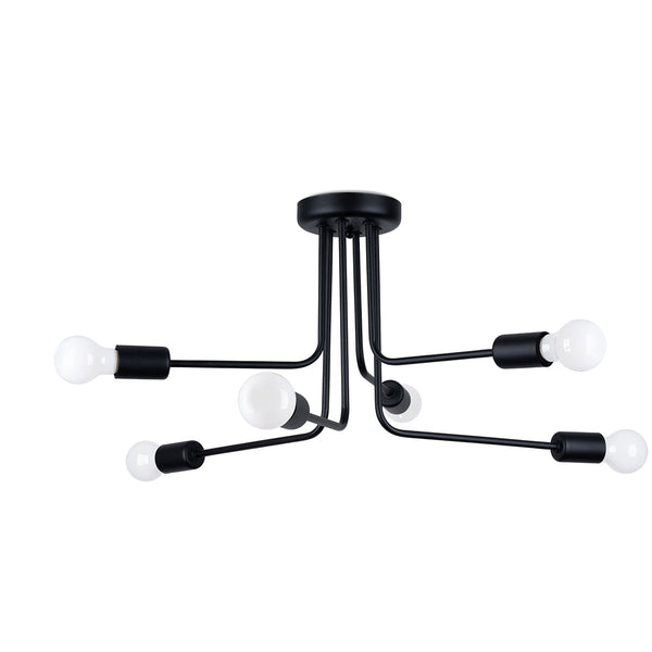 Minimalistische zwarte Kroonluchter NORAH 6