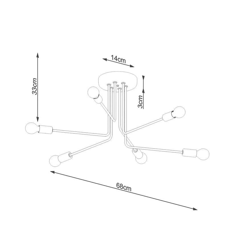 Minimalistische zwarte Kroonluchter NORAH 6