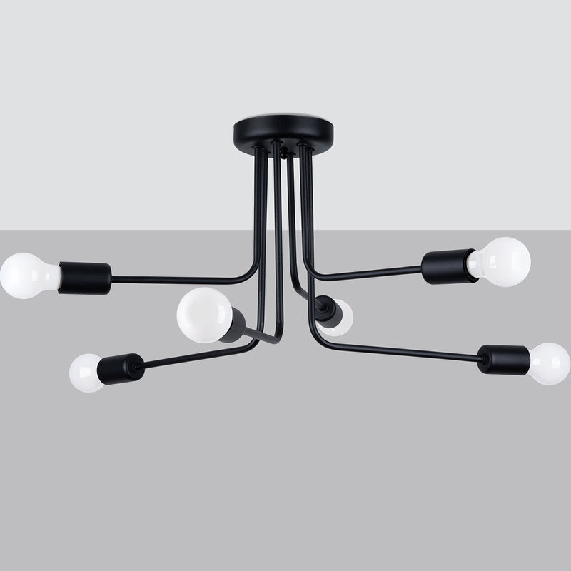 Minimalistische zwarte Kroonluchter NORAH 6