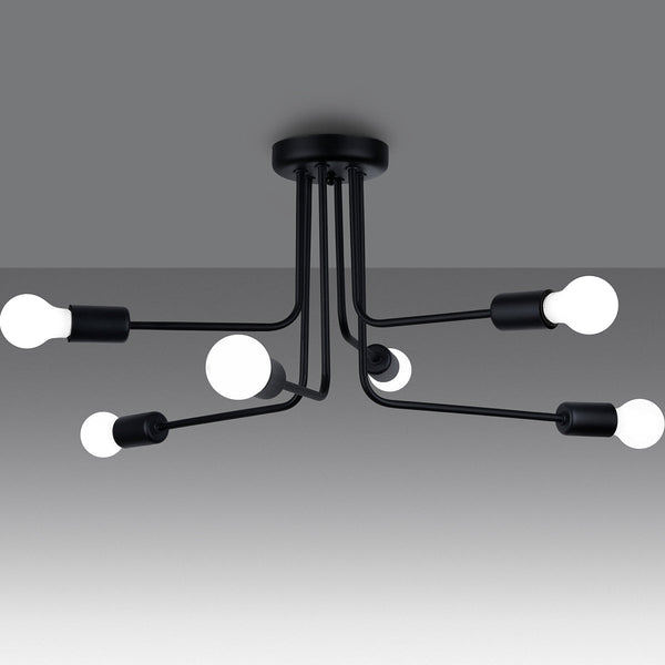 Minimalistische zwarte Kroonluchter NORAH 6