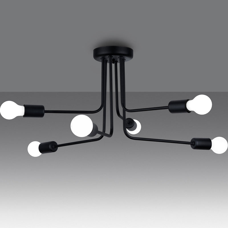 Minimalistische zwarte Kroonluchter NORAH 6