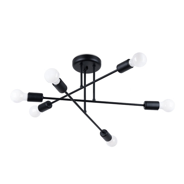 Minimalistische zwarte Kroonluchter NORAH 6R