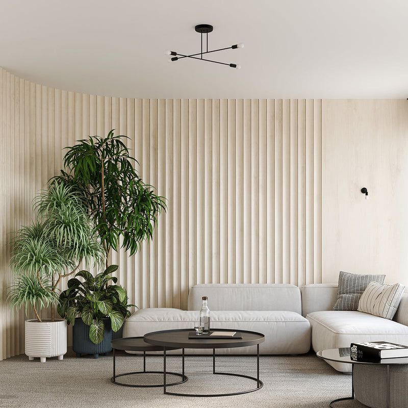 Minimalistische zwarte Kroonluchter NORAH 6R